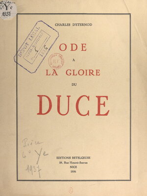 cover image of Ode à la gloire du Duce